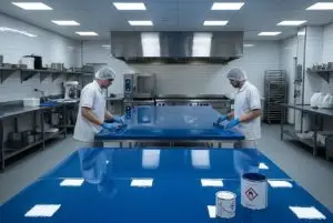 Perbedaan Epoxy Food Grade Konvensional dan Hybrid Epoxy Self Levelling Food Grade 3 epoxy pada dapur komersial